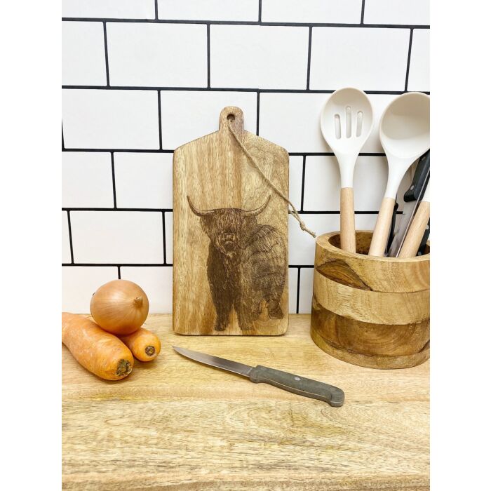 Highland Cow Engraved Wooden Cheese Board