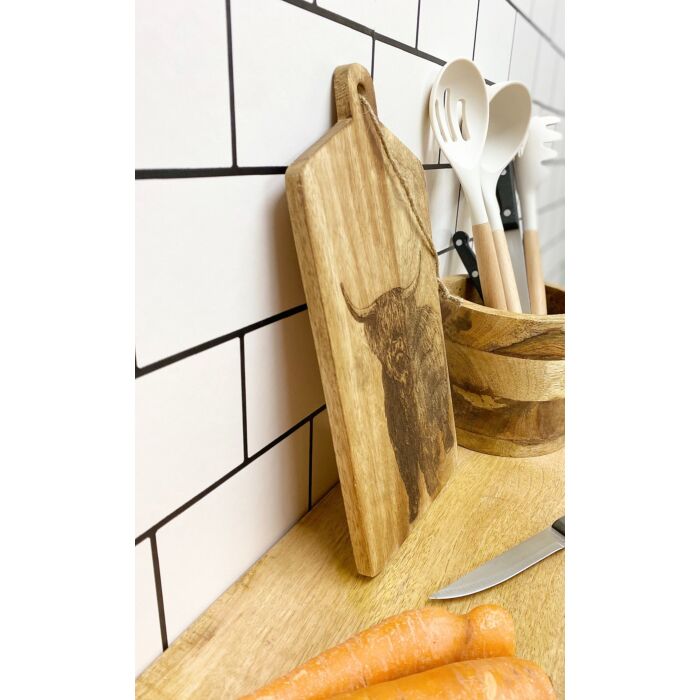 Highland Cow Engraved Wooden Cheese Board