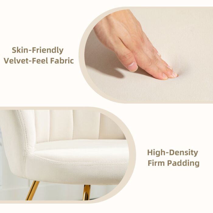 Homcom Velvet-feel Lotus Petal Accent Chair - Cream
