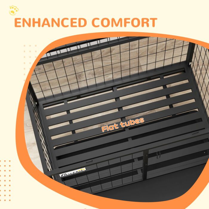 Pawhut Heavy Duty Dog Crate On Wheels W/ Bowl Holder, Removable Tray, Detachable Top, Double Doors For L, Xl Dogs