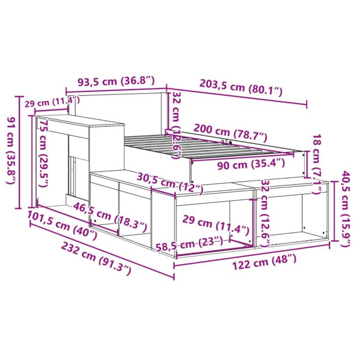 Vidaxl Bed Frame Without Mattress 90x200 Cm Solid Wood Pine