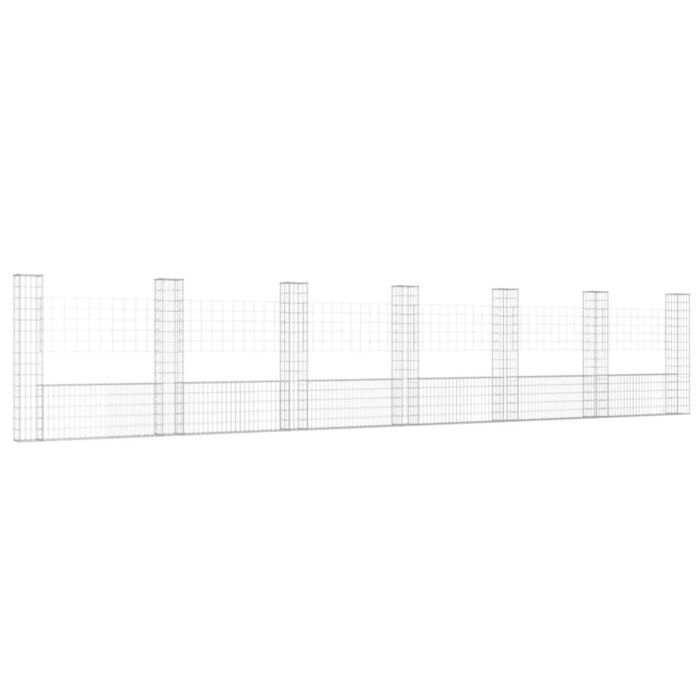 Vidaxl U-shape Gabion Basket With 7 Posts Iron 740x20x150 Cm