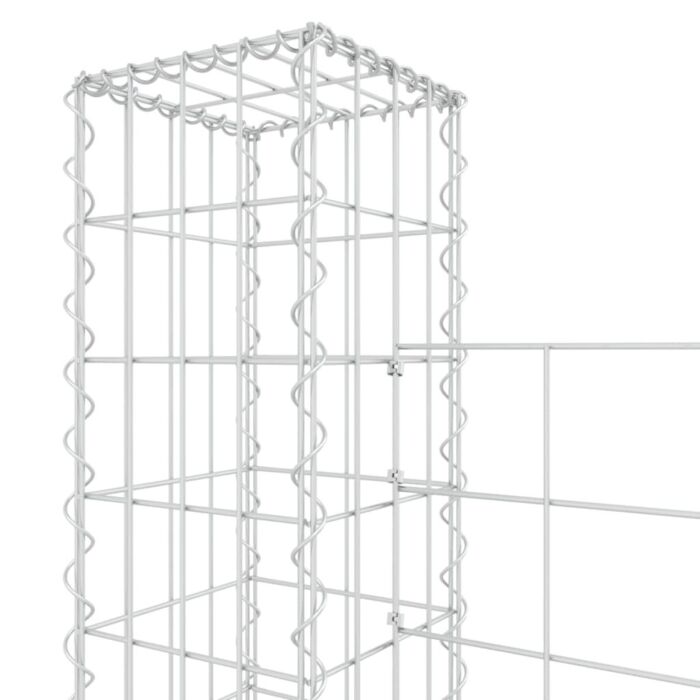 Vidaxl U-shape Gabion Basket With 7 Posts Iron 740x20x150 Cm