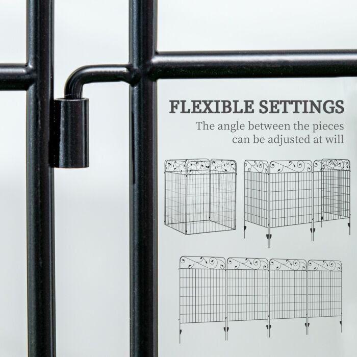 Outsunny 4pcs 43in X 11.5ft Decorative Fence Panels, Outdoor Garden Fencing, Rustproof Metal Wire Landscape Edging Animal Barrier, Black