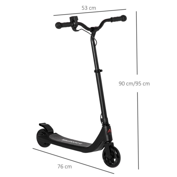 Homcom Electric Scooter, 120w Motor E-scooter W/ Battery Display, Adjustable Height, Rear Brake For Ages 6+ Years - Black