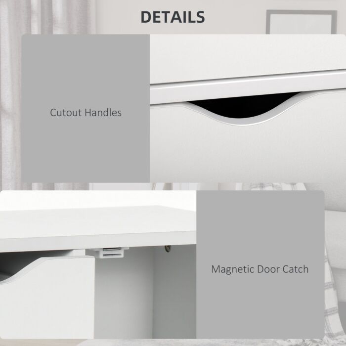Homcom Bathroom Cabinet, Freestanding Storage Cabinet With 4 Drawers, Door Cupboard For Living Room, Kitchen, White