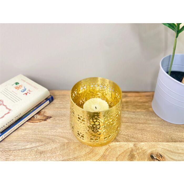 Small Gold Candle Pot 13.5cm