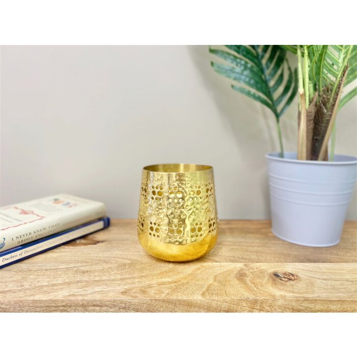 Small Gold Candle Pot 13.5cm
