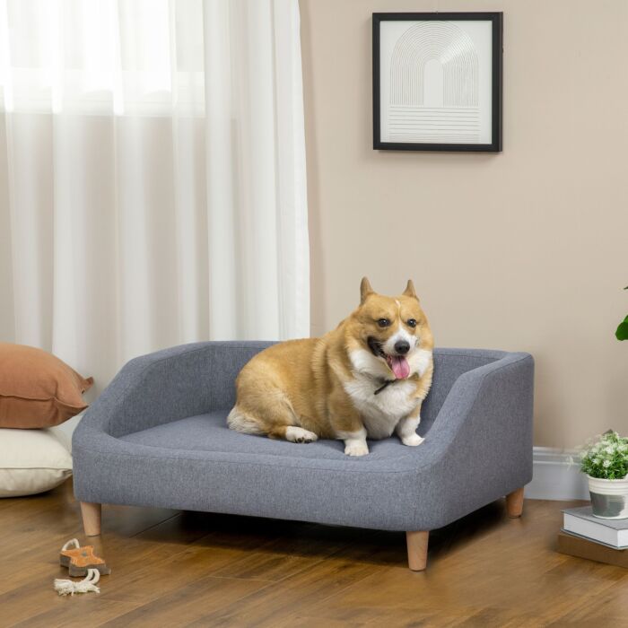 Pawhut Dog Sofa, Pet Bed, With Soft Cushion, Washable Cover, For Small, Medium & Large Dogs - Grey