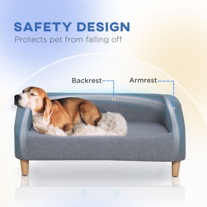 Pawhut Dog Sofa, Pet Bed, With Soft Cushion, Washable Cover, For Small, Medium & Large Dogs - Grey