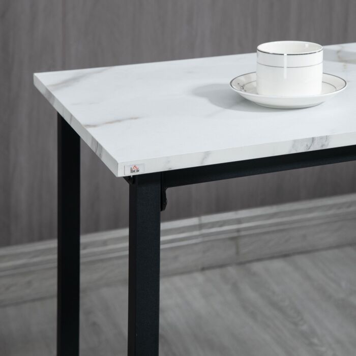Homcom 3 Piece Bar Table And Stool Set For 2 With Stools Steel Frame Footrest For Kitchen Living Room Small Space White