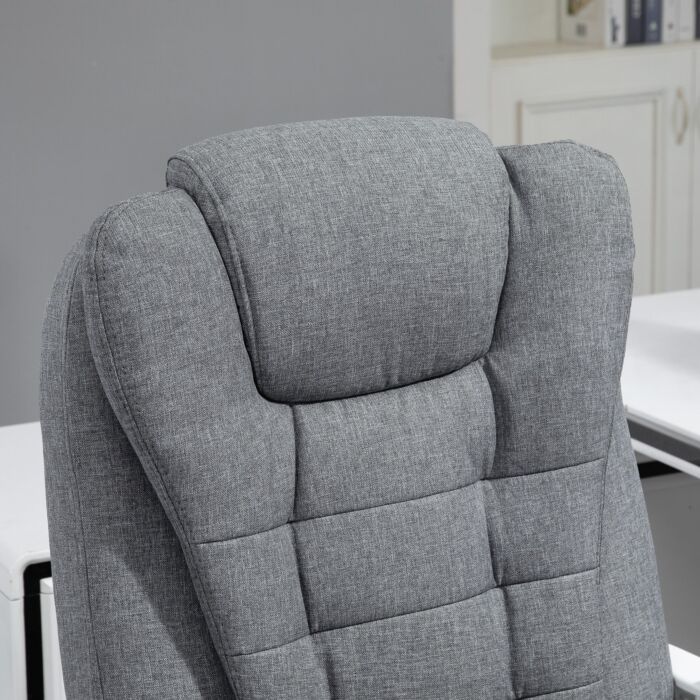 Vinsetto Heated 6 Points Vibration Massage Executive Office Chair, Adjustable Swivel Ergonomic High Back Desk Chair Recliner W/ Footrest, Grey