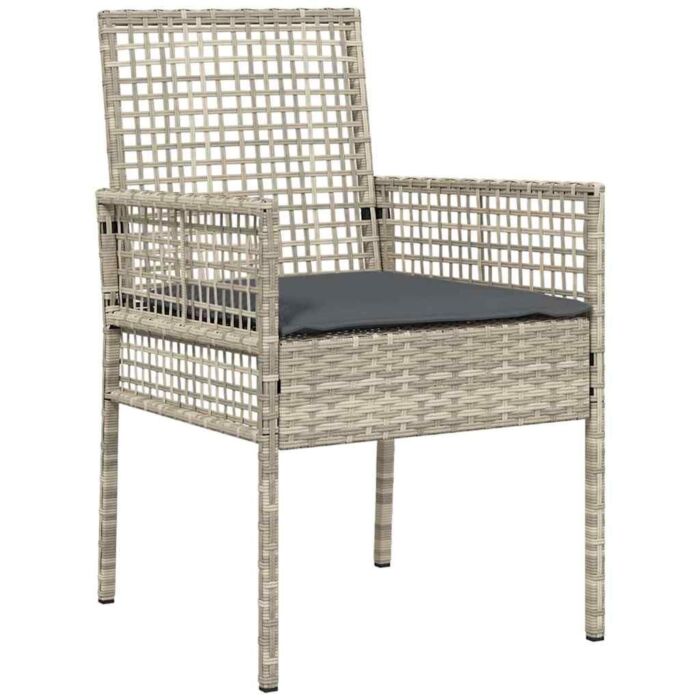 Vidaxl 5 Piece Garden Dining Set With Cushions Light Grey Poly Rattan