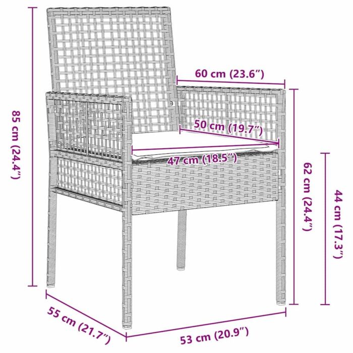 Vidaxl 5 Piece Garden Dining Set With Cushions Light Grey Poly Rattan