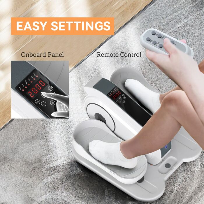 Sportnow Under Desk Elliptical Machine, Seated Pedal Exerciser, Mini Elliptical Trainer With Lcd Monitor, Remote Control And 10 Adjustable Speed, Quiet & Portable For Seniors, White