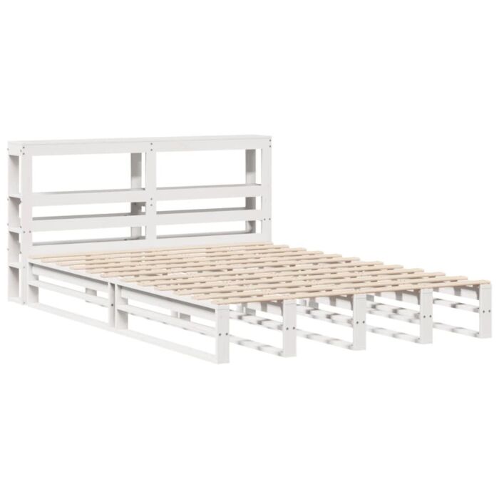 Vidaxl Bed Frame With Headboard White 140x190 Cm Solid Wood Pine