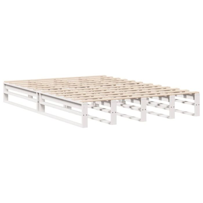 Vidaxl Bed Frame With Headboard White 140x190 Cm Solid Wood Pine