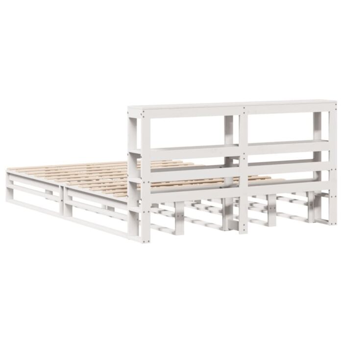 Vidaxl Bed Frame With Headboard White 140x190 Cm Solid Wood Pine