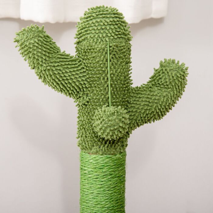 Pawhut Cat Tree Cactus-shaped Tower Kitten Furniture With Sisal Scratching Post Hanging Ball Funny Cat Ball Platform 32 X 32 X 60cm Green