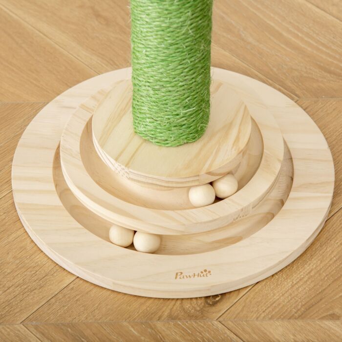 Pawhut Cat Tree Cactus-shaped Tower Kitten Furniture With Sisal Scratching Post Hanging Ball Funny Cat Ball Platform 32 X 32 X 60cm Green