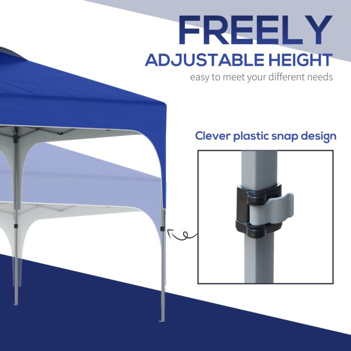 Outsunny 3x3m Pop Up Gazebo Height Adjustable Foldable Canopy Tent W/ Carry Bag, Wheels And 4 Leg Weight Bags, Blue