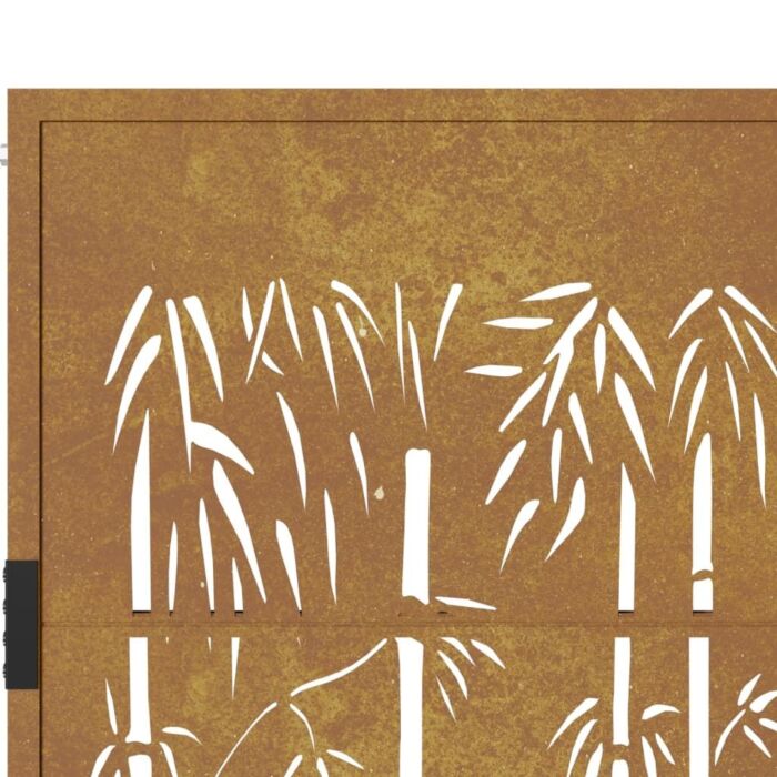 Vidaxl Garden Gate 105x205 Cm Corten Steel Bamboo Design