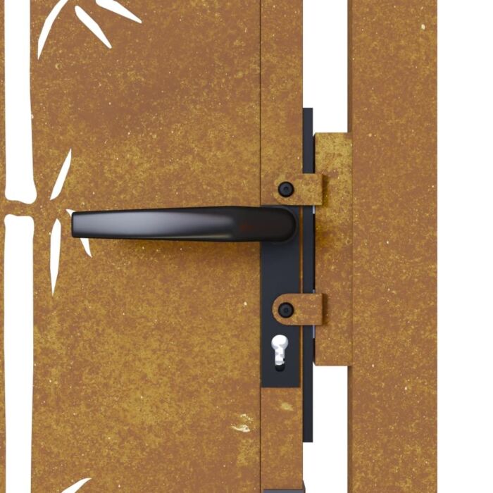 Vidaxl Garden Gate 105x205 Cm Corten Steel Bamboo Design
