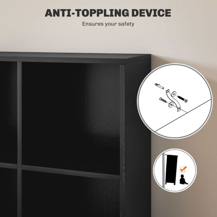 Homcom Six-cube Bookcase - Black Wood Effect