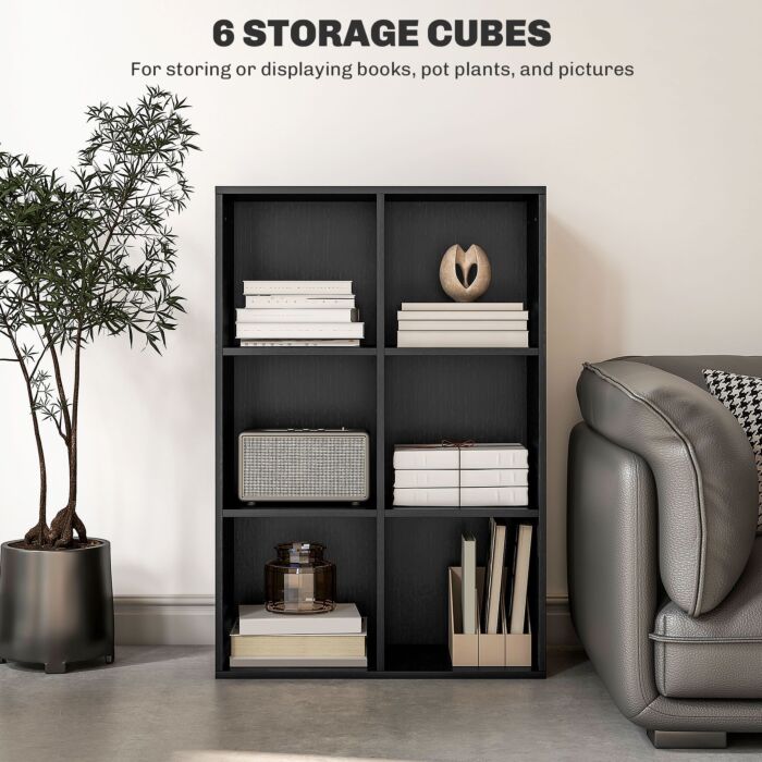 Homcom Six-cube Bookcase - Black Wood Effect