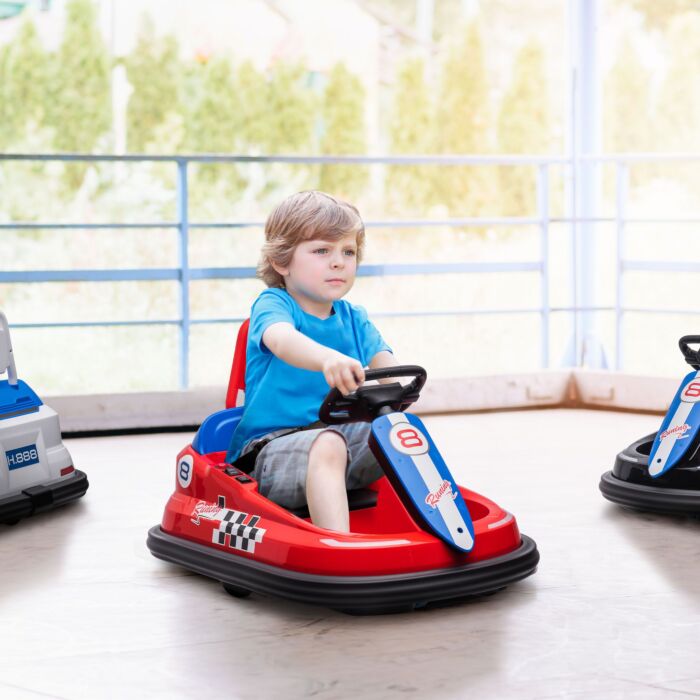 Homcom Electric Kids Bumper Car, 6v 360-degree Rotation Waltzer Car, Battery Powered Ride On Car W/ 2 Speeds, Music, Gift For 18-48 Months, Red