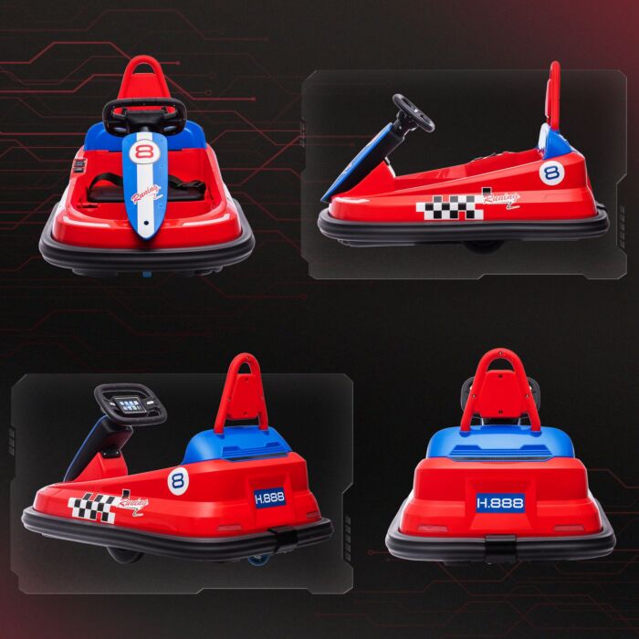 Homcom Electric Kids Bumper Car, 6v 360-degree Rotation Waltzer Car, Battery Powered Ride On Car W/ 2 Speeds, Music, Gift For 18-48 Months, Red