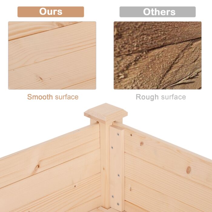 Outsunny Garden Wooden Planters, Non-woven Fabric, Rectangular Raised Bed,fir Wood,indoor/outdoor, 122.5lx56.5wx76h Cm