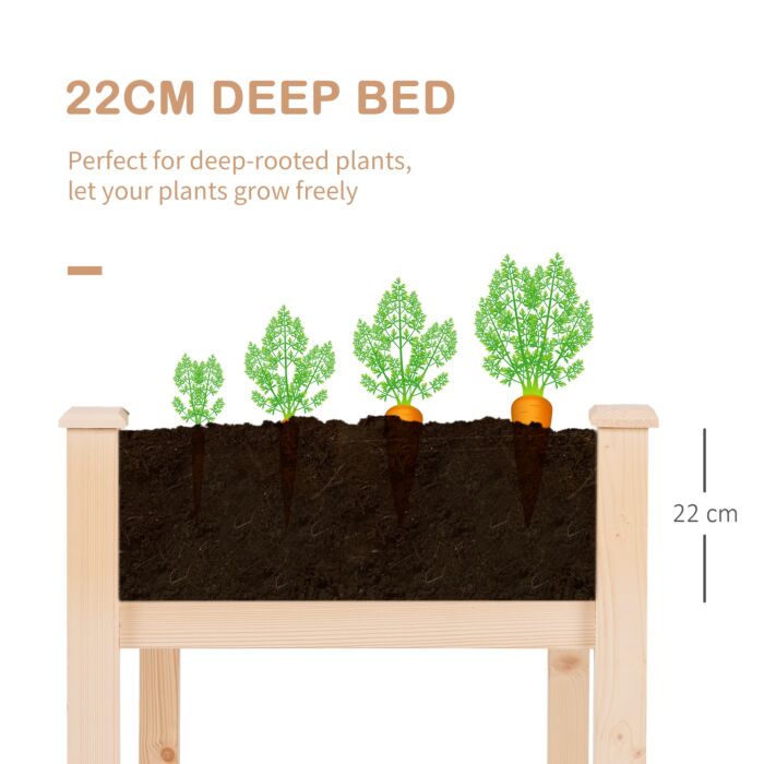 Outsunny Garden Wooden Planters, Non-woven Fabric, Rectangular Raised Bed,fir Wood，indoor/outdoor, 122.5lx56.5wx76h Cm