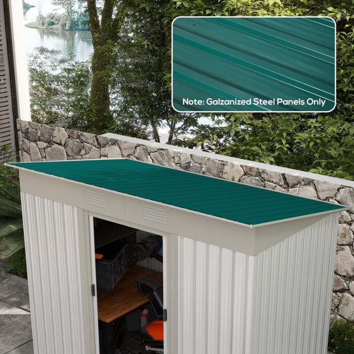 Outsunny Corrugated Roofing Sheets, Pack Of 24, Galvanised Metal Roofing Sheets For Greenhouse, Garage, Storage Shed, Carport, 129 X 45cm, Green
