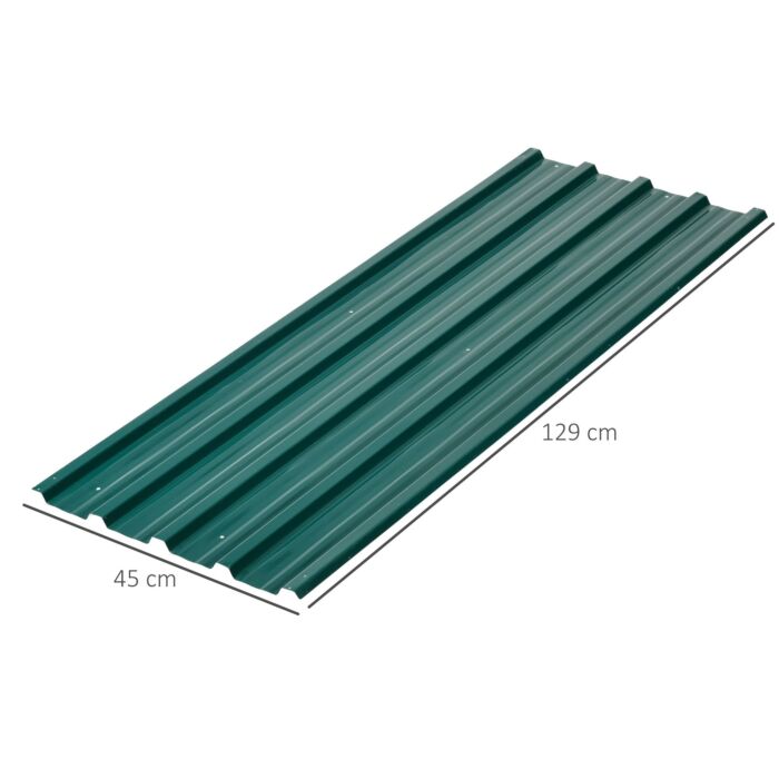 Outsunny Corrugated Roofing Sheets, Pack Of 24, Galvanised Metal Roofing Sheets For Greenhouse, Garage, Storage Shed, Carport, 129 X 45cm, Green