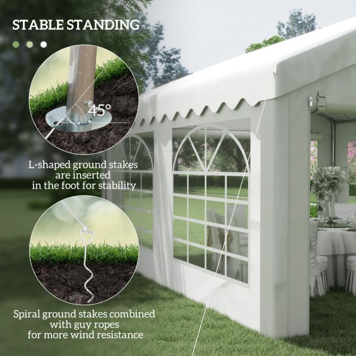 Outsunny 4m X 4 M Party Tents Portable Carport Shelter With Removable Sidewalls & Double Doors, Heavy Duty Party Tent Car Canopy