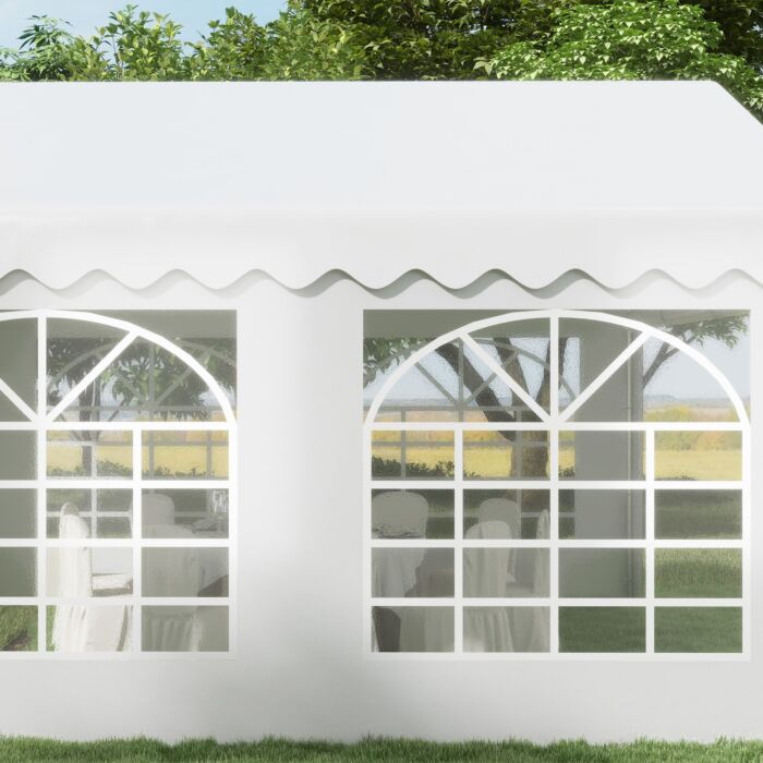 Outsunny 4m X 4 M Party Tents Portable Carport Shelter With Removable Sidewalls & Double Doors, Heavy Duty Party Tent Car Canopy