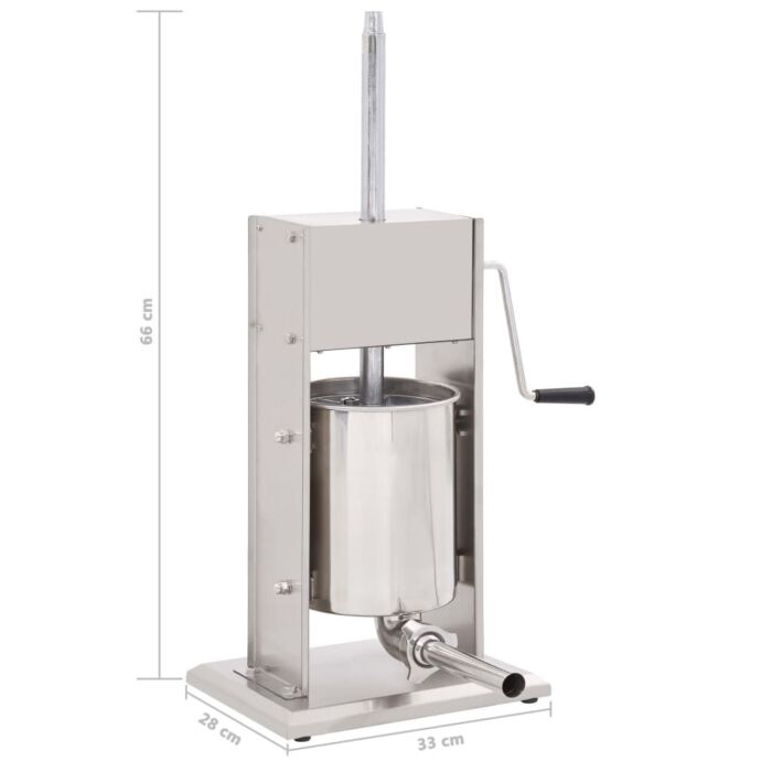 Vidaxl Manual Sausage Stuffer Silver 10 L Stainless Steel