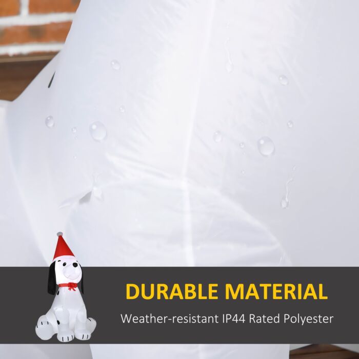 Homcom 1.8m Inflatable Christmas Puppy Dog Wearing Santa Hat Lighted Outdoor Decoration Blow Up Decor For Holiday Indoor