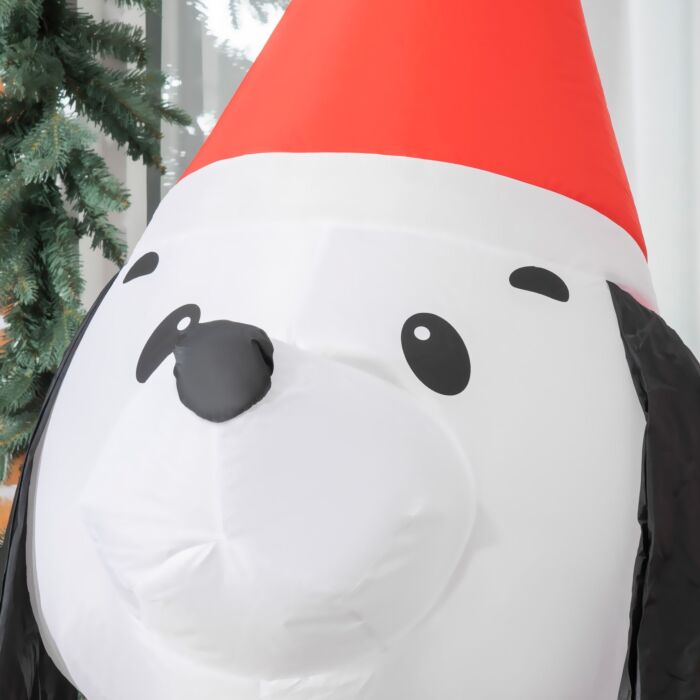 Homcom 1.8m Inflatable Christmas Puppy Dog Wearing Santa Hat Lighted Outdoor Decoration Blow Up Decor For Holiday Indoor