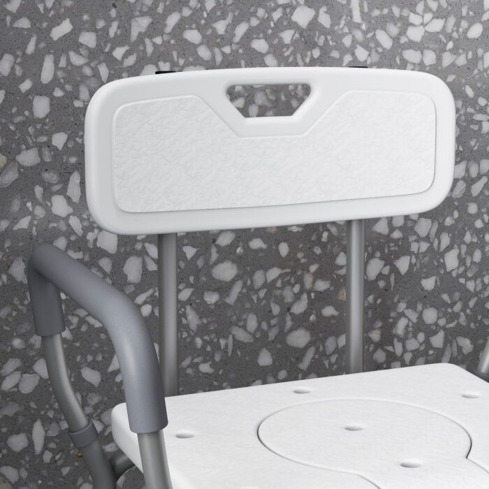 Homcom Height Adjustable Shower Stool With Arms And Back, Non-slip Bedside Commode With Detachable Bucket, White