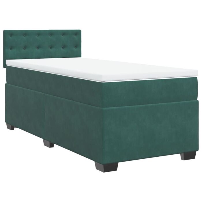 Vidaxl Box Spring Bed With Mattress Dark Green 90x190 Cm Velvet