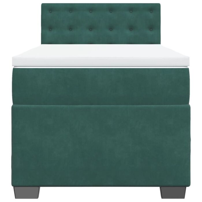 Vidaxl Box Spring Bed With Mattress Dark Green 90x190 Cm Velvet