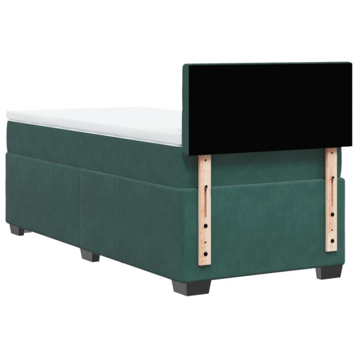 Vidaxl Box Spring Bed With Mattress Dark Green 90x190 Cm Velvet