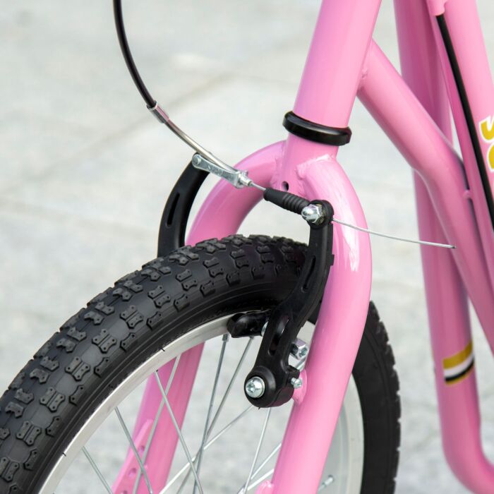 Homcom Teen Scooter Push Kick Scooters For Kids With Rubber Wheels Adjustable Handlebar Front Rear Dual Brakes Kickstand, For 5+ Years, Pink