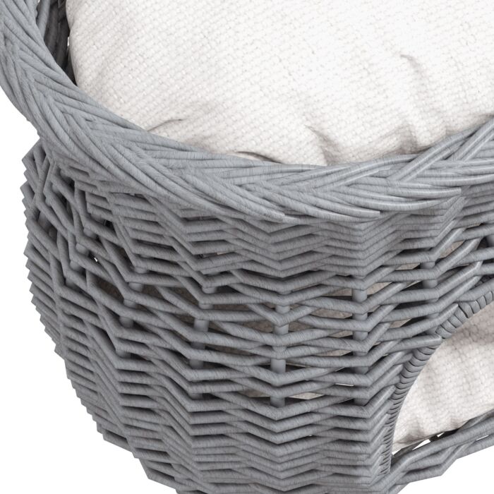 Pawhut 2-tier Wicker Cat House Elevated Pet Bed Basket Willow Kitten Tower Pet Den. With Washable Cushions 56x37x40cm Grey
