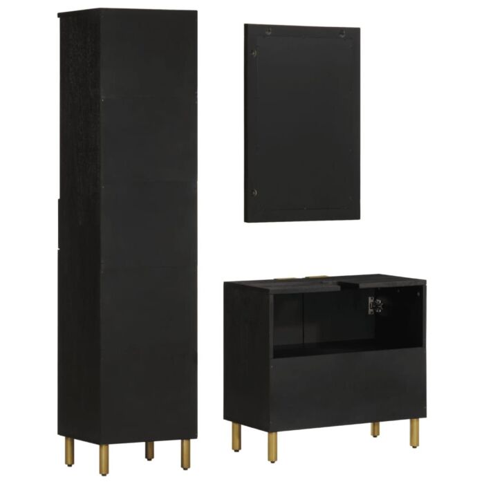 Vidaxl 3 Piece Bathroom Furniture Set Black Engineered Wood