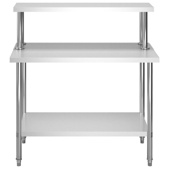 Vidaxl Kitchen Work Table With Overshelf 120x60x120 Cm Stainless Steel