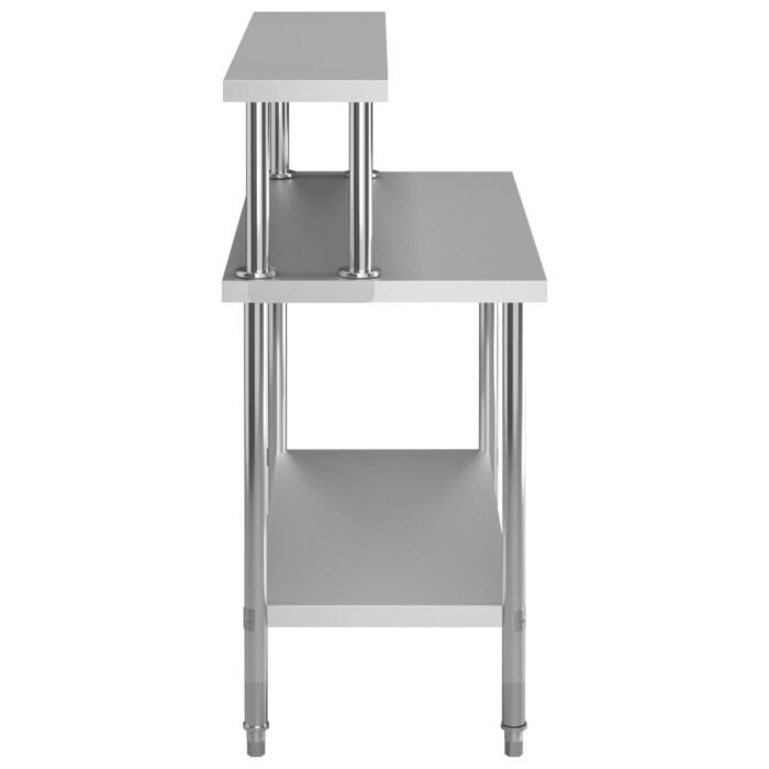 Vidaxl Kitchen Work Table With Overshelf 120x60x120 Cm Stainless Steel