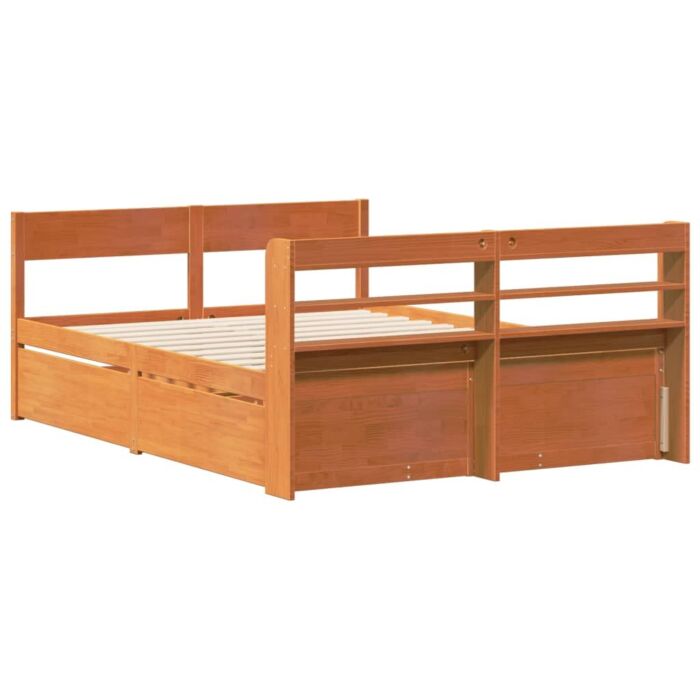 Vidaxl Bed Frame Without Mattress Wax Brown 150x200 Cm King Size Solid Wood Pine